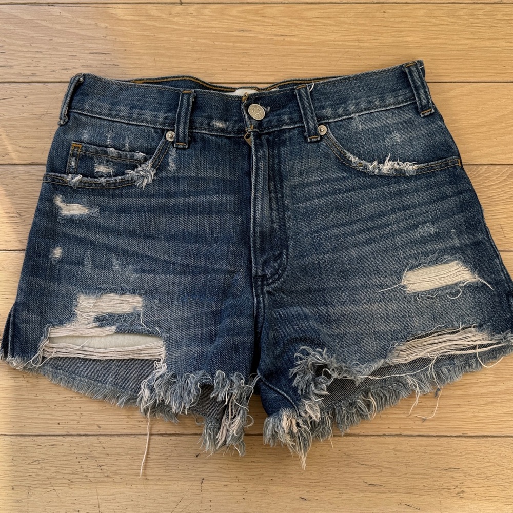 Abercrombie & Fitch Distressed Blue Jean Shorts